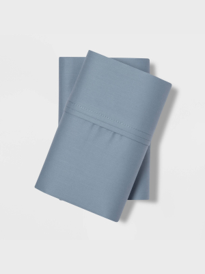 King 400 Thread Count Solid Performance Pillowcase Set Blue - Threshold™