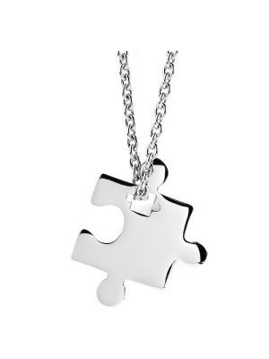 West Coast Jewelry Stainless Steel Jigsaw Puzzle Piece Pendant Necklace