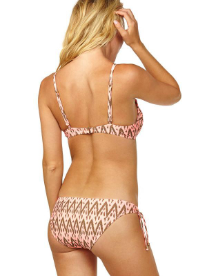 Sweet Pea Tie Side Bikini Bottom - Radio Pink Waves Print