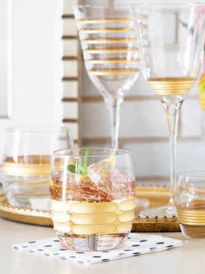 Vietri Raffaello Striped Wine Glass - Gold & Clear