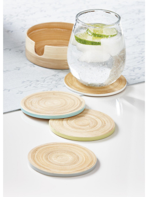 Tag Bamboo Coasters Set Of 4 With Colored Edges