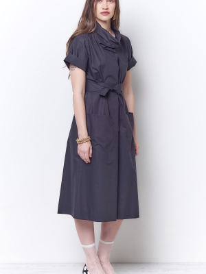 Milly Cowl Shirt Dress - Poplin