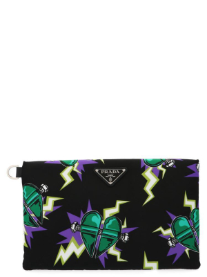 Prada Printed Zip-up Clutch