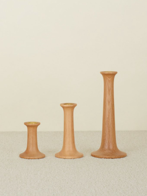 Simple Wood Candlesticks - Oak