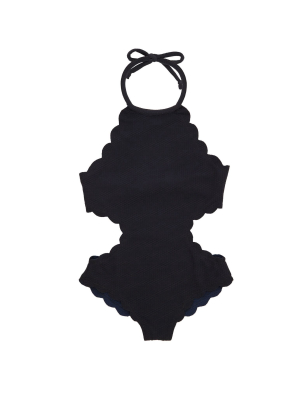 Bumby Mott Cut Out Maillot In Black/indigo