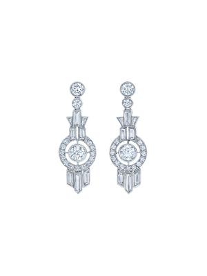 Splendor Circle & Fringe Diamond Earrings - White Gold