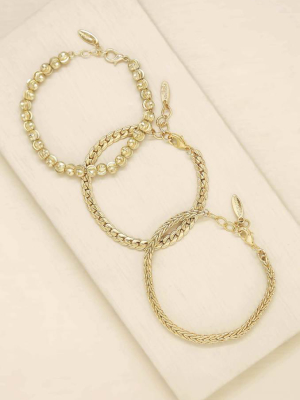 Classical 18k Gold Plated Trio Bracelet Set