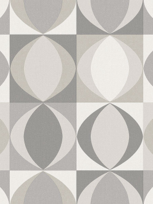 Archer Linen Geometric Wallpaper In Grey From The Bluebell Collection By Brewster Home Fashions