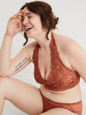 Aerie Garden Party Lace Padded Halter Bralette