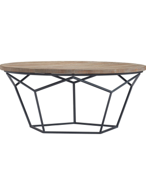 Avion Round Geometric Wood And Metal Coffee Table Wood - Finch