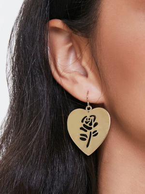 Rose Cutout Heart Earrings