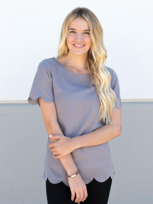 Scallop Edge Top - Gray