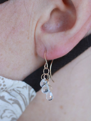 White Topaz Triple Drop Earrings