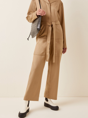 Belted Wool Utility Jumpsuit