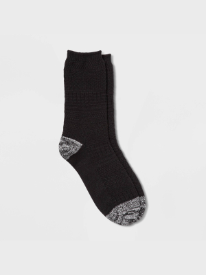 Warm Essentials By Cuddl Duds Women's Mixed Texture Crew Socks - Black 4-10