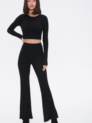 Ribbed Top & Flare Leggings Set