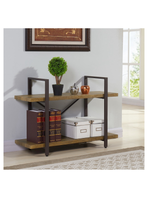 35.5" X 25" Two Level Rustic Shelving Unit Brown - Danya B