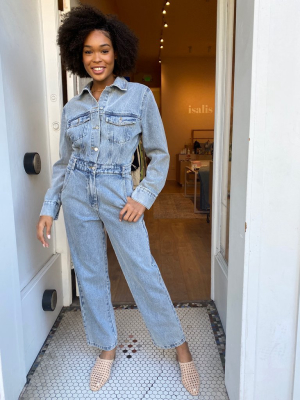 Jamie Button Up Denim Jumpsuit