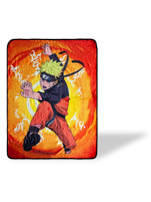 Just Funky Naruto With Kanji Symbols Large Anime Fleece Throw Blanket | 60 X 45 Inches