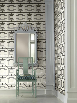 Theorem Geometric Wallpaper In Black And White By Ashford House For York Wallcoverings