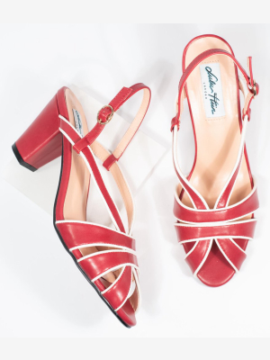 Collectif Red & White Peep Toe Lila Heels