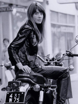 Four Hands Françoise Hardy On Bike Photo - Black And White