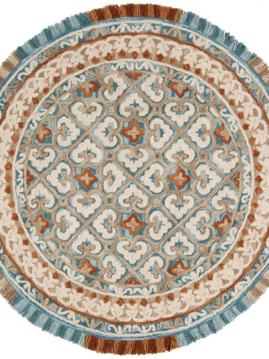 Blossom Ivory/blue Round Rug