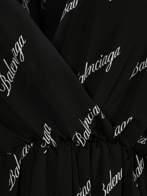 Balenciaga Allover Logo Mini Dress