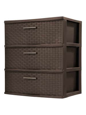 Sterilite Wide 3 Drawer Weave Tower Espresso