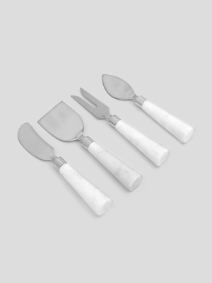 Set Of 4 Cheese Knives Marble White - Threshold™