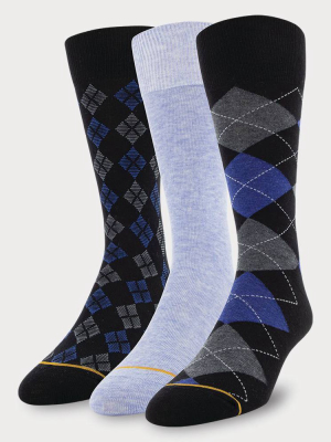 Signature Gold By Goldtoe Men's Argyle Crew Socks 3pk - 6-12.5