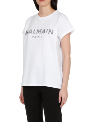 Balmain Rhinestone-embellished Logo T-shirt