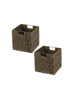 Mdesign Large Woven Hyacinth Home Storage Basket For Cube Furniture, 2 Pack