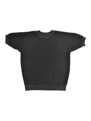 Black Short Sleeve Raglan Sherpa Sweatshirt