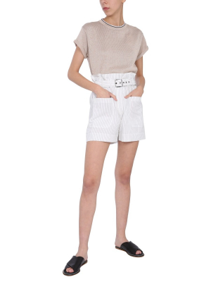 Brunello Cucinelli Belted Pin Striped Shorts