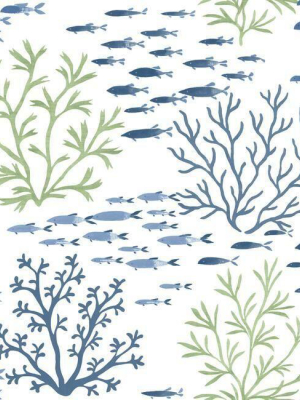 Marine Garden Wallpaper In Fern From The Water's Edge Collection By York Wallcoverings