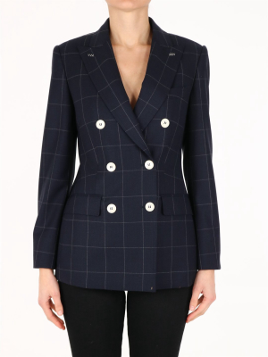 Max Mara Check Double Breasted Blazer