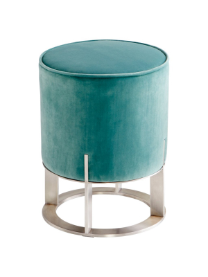 Cyan Opal Throne Ottoman - Stainless Steel