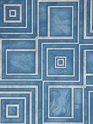 Dimensional Geometric Wallpaper In Blue From The Precious Elements Collection By Burke Decor