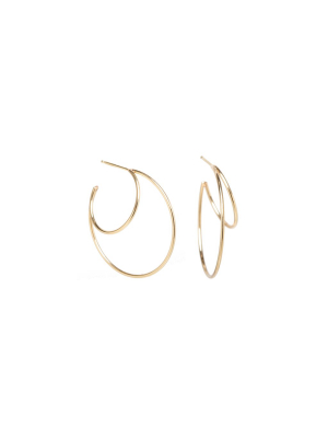 14k Double Wire Medium Hoops