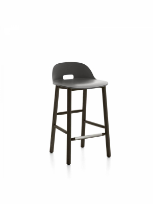 Alfi Recycled Low Back Counter Stool - Dark Ash