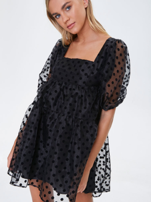 Polka Dot Lace-up Dress