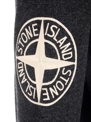 Stone Island Logo Embroidered Knit Sweater