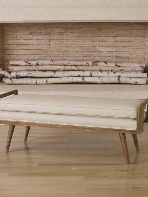 Global Views Lucas Long Bench Beige Leather