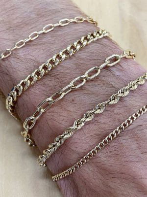 Men's 14k Gold Extra Large Square Oval Link Chain Bracelet With Swivel Clasp