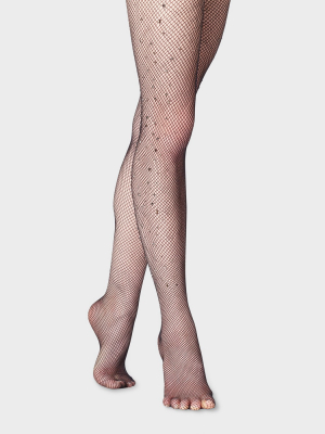 Women's Jewel Fishnet Tights - A New Day™ Black