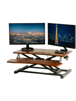 Techorbits Rise-x Light Standing Desk Converter - Height Adjustable Stand Up Desk Riser - Sit To Stand Desktop Workstation - 32"