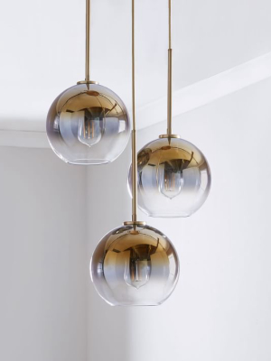 Sculptural Glass 3-light Globe Chandelier - Metallic Ombre