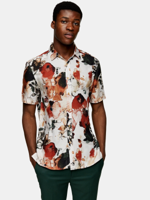 Watercolor Floral Print Slim Shirt