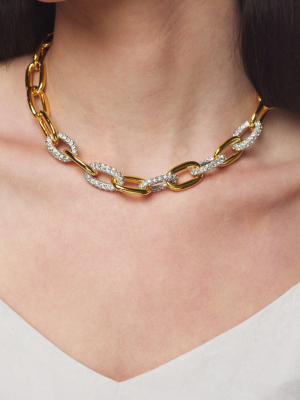 Gold/silver Crystal Link Necklace